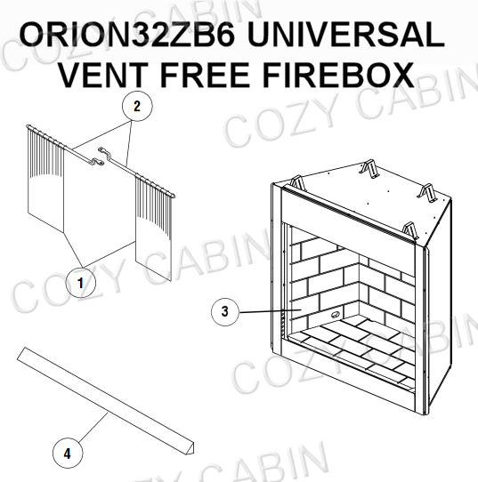 UNIVERSAL VENT FREE FIREBOX (ORION32ZB6) #ORION32ZB6